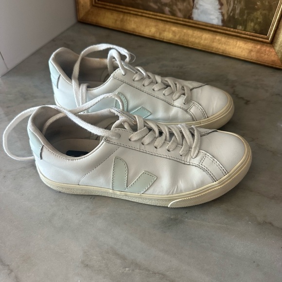 Veja Shoes - Veja White Sneakers with Pale Blue Details - size 36 - so cute!